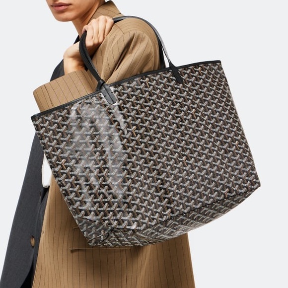 Goyard Goyardine Saint Louis GM Black Shoulder Tote Bag - Picture 1 of 9